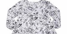 French Connection 3-7yrs black and white floral top