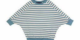 French Connection 8-13yrs blue stripe batwing top