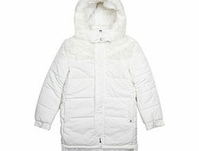 8-15y white faux fur trim jacket
