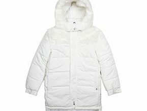 French Connection 8-15y white faux fur trim jacket