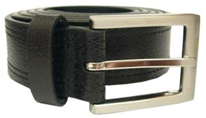 Black Stitch Detail Leather Trouser Belt by FCUK