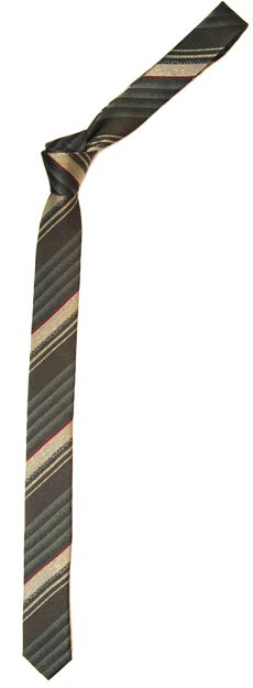 French Connection Grey / Red Skinny Silk Tie by