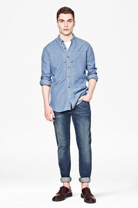 French Connection Indigo Dobby Textured Shirt