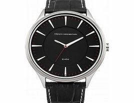French Connection Mens All Black Leather Strap