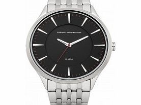 French Connection Mens Black and Silver Bracelet