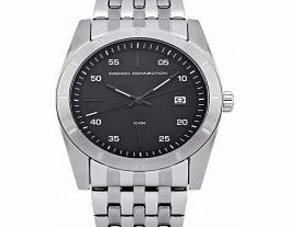 French Connection Mens Black Silver Steel Watch