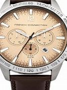 French Connection Mens Brown Leather Strap Watch