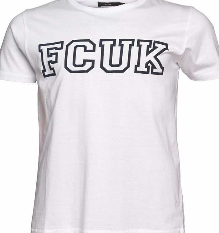 Mens FCUK Chest T-Shirt White