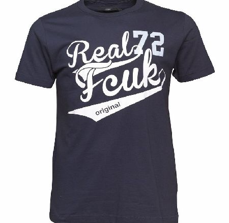 French Connection Mens FCUK Real T-Shirt Marine