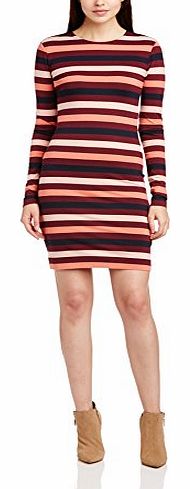 French Connection Womens Amelie Stretch Striped Long Sleeve Dress, Black (Shiraz/Twinkle), Size 12