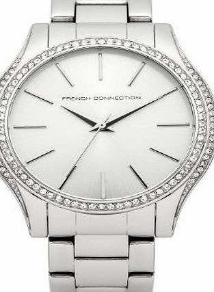 French Connection Womens Quartz Watch with Silver Dial Analogue Display and Silver Stainless Steel Bracelet FC1205SM