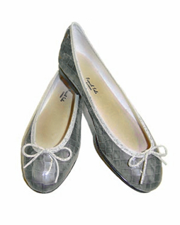French Sole Harriet Patent Silver Grey Croc Silver Trim EUR 38 / 4 UK