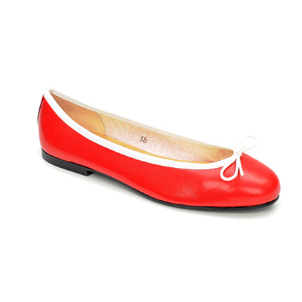 French Sole Henrietta High Red Leather/White Trim