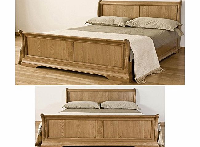 French Solid Oak 5 King Size Sleigh Bed