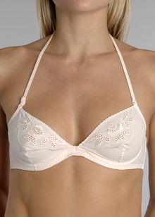 Broiderie halterneck bra