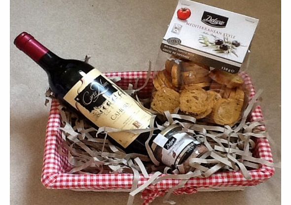 French red wine, Mediterranean Melba toasts & deluxe pate Hamper