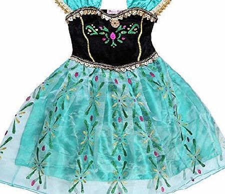 freshbaffs Frozen Anna Princess Costume Dress Dressing up 2 3 4 5 6 7 Years (3-4 Years)