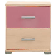 Fresno 2 Drawer Bedside Chest, Pink/Maple Effect