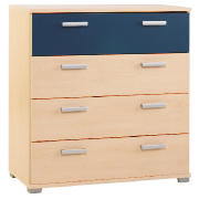 Fresno 4 Drawer Chest, Blue/Maple Effect