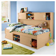 Cabin Bed with Overbed Storage, Beech