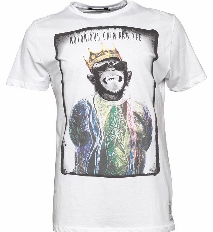 Friend Or Faux Mens Chimpanzee T-Shirt White