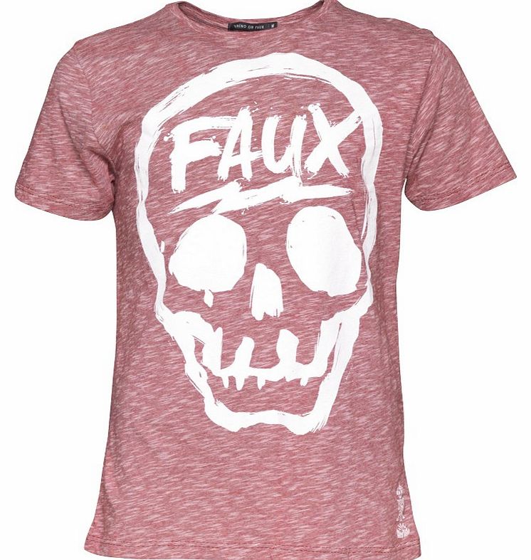Friend Or Faux Mens Skully T-Shirt Burgundy