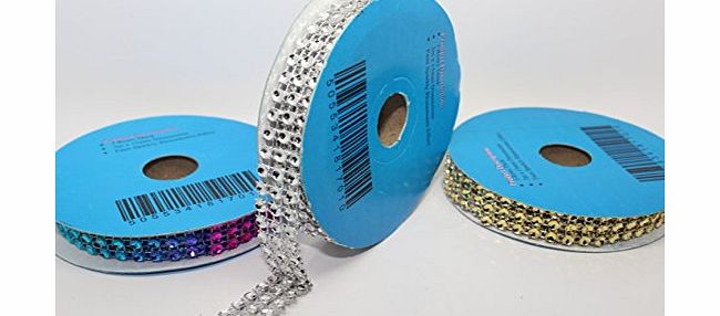 Friller UK Ltd. 3m length of 15mm (3 row) faux diamond diamante ribbon ROLL END