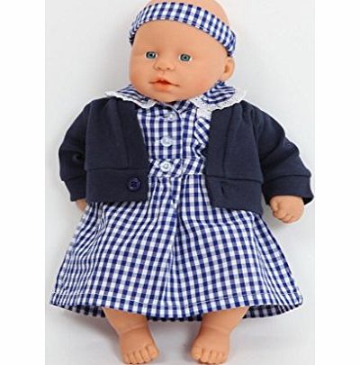 FRILLY LILY Blue Summer School Uniform , Dress and Cardigan for 12-14 inch Dolls(30-36 cm) DOLL NOT INCLUDED , for dolls such as My Little Baby Born , and My First Baby Annabell