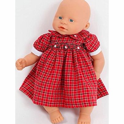 Red Smocked Dress by Frilly Lily for 12-14 inch Baby Dolls (30-36 cm) DOLL NOT INCLUDED for dolls such as My First Baby Annabell and My First Baby Born