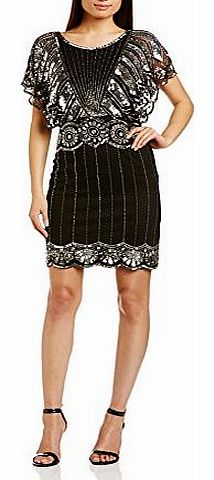 Frock and Frill Womens Katie Bat Wing Cocktail Short Sleeve Dress, Black, Size 12