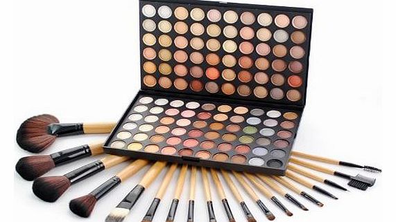 Frola Cosmetics Professional 120 Warm Colors Eyeshadow Makeup Palette #04   19 Pcs Makeup Brush Set