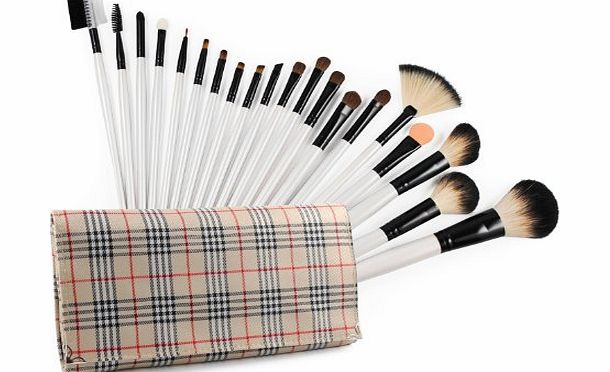 Frola Cosmetics Professional 20 Pcs Makeup Cosmetics Brushes Set Kits with Plaid Case Bag