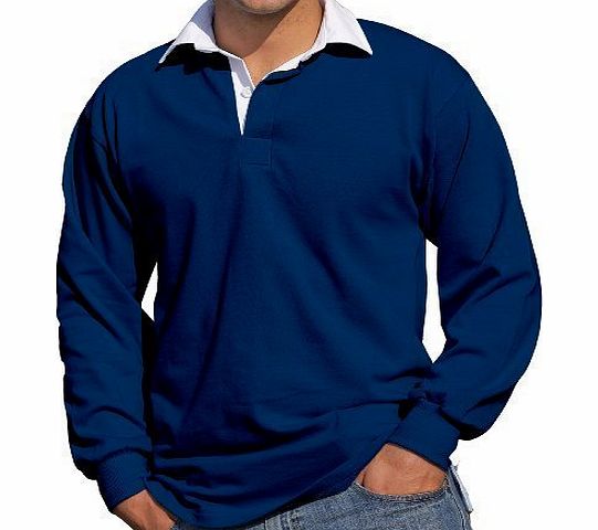 Front Row Long Sleeve Rugby Shirt , Navy, Large