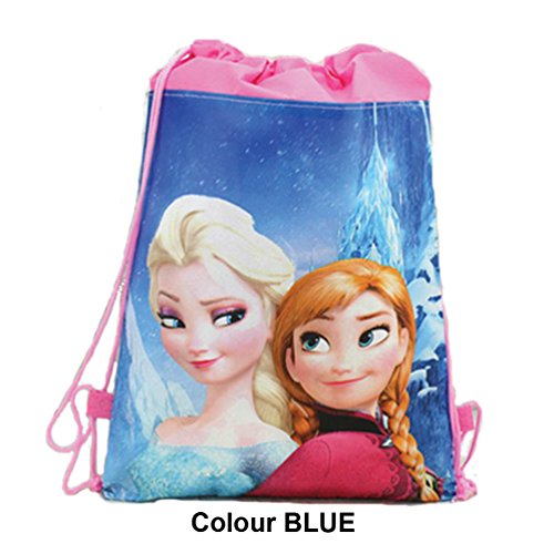 NEW Frozen Princess Elsa Anna Drawstring Bag Swimming PE Toy Gym Bag (Blue)