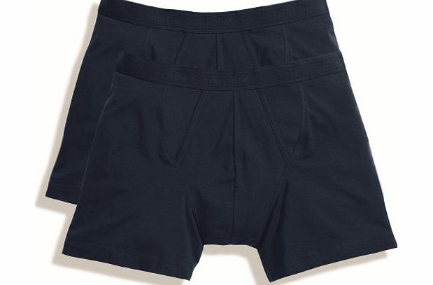 Fruit of the Loom 2 Pairs Classic Boxers with fly - Black Navy Grey White S-XXL (Medium, Navy)