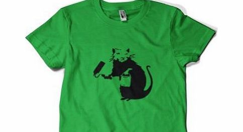 Fruit of the Loom Banksy Paint Roller Rat T-Shirt Mens All Sizes and Colors. (Small, Green)