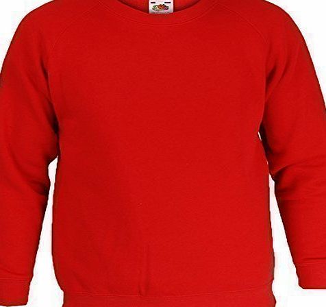 Fruit of the Loom Boys amp; Girls Sweatshirt Friut Of The Loom FRUITL Red Year 7/8