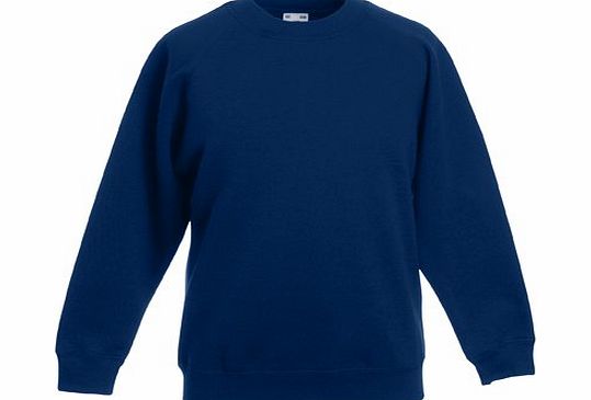 Fruit of the Loom childrens boys or girls raglan sweatshirt jumper Navy blue 12 to 13