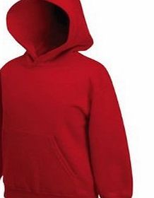 Fruit of the Loom Childrens Hooded Sweatshirt Hoodie (RED, AGE 12/13)