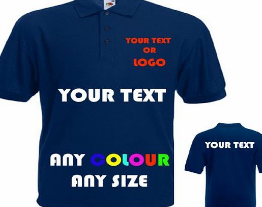 Fruit of the Loom Custom Printed Personalised Polo Shirts (FRONT amp; BACK) Idea for Work wear, Uniform, Clubs, Schools