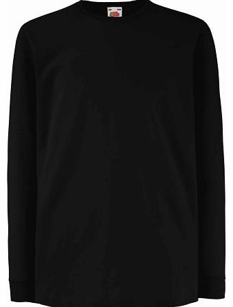 Fruit of the Loom  CHILDRENS LONG SLEEVE T SHIRT - 5 COLOURS (AGE 9/11, BLACK)