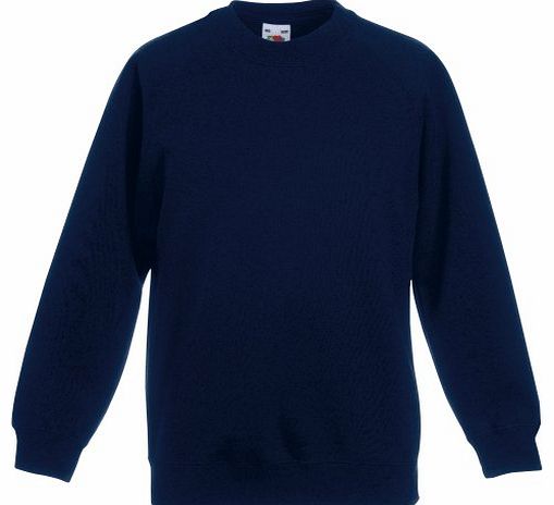 Fruit of the Loom  Childrens Unisex Raglan Sleeve Sweatshirt (7-8) (Deep Navy)