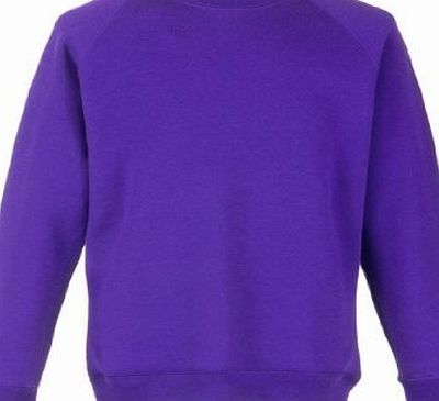 Fruit of the Loom  Kids Childrens Raglan Style Sweatshirt Purple 7-8 Years
