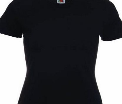 Fruit of the Loom  Ladies/Womens Lady-Fit Valueweight Short Sleeve T-Shirt (M) (Black)