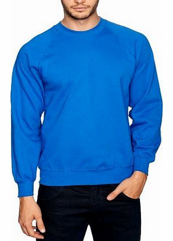 Fruit of the Loom Mens Raglan Sleeve Crew Neck Sweatshirt, Royal Blue, Medium