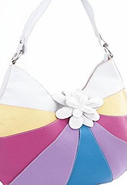 FSD Shoulder Bag With Tab Fastener And Flower Detail White