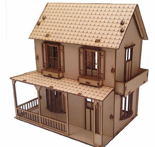 WOODEN PLAIN MDF CHILDRENS DOLLS HOUSE PLUS BALCONY CRAFT DIY PAINT DECORATE TOY