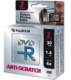 fuji DVD-R 1.4GB - 4x Speed - 8cm for Camcorder - 3 Discs in Jewel Cases