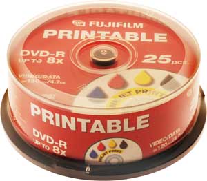 fuji DVD-R 4.7GB - 8x Speed - Spindle of 25 Discs - Printable - TO CLEAR