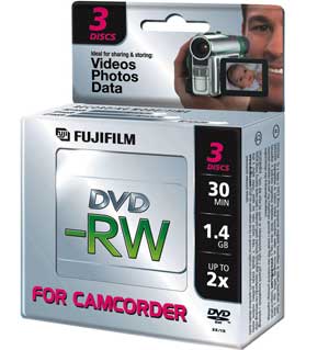 fuji DVD-RW 1.4GB - 2x Speed - 8cm for Camcorder - 3 Discs in Jewel Cases